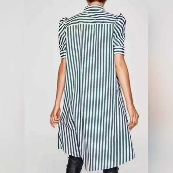 Zara Blue and White Striped Shirt Tunic Style Dress Oversized Size Small Medium - Picture 2 of 14